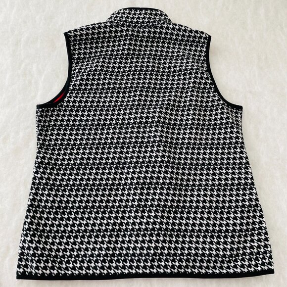 Karen Scott Womens Black White Reversible Houndstooth Classic Full Zip Vest Sz L - Picture 2 of 9